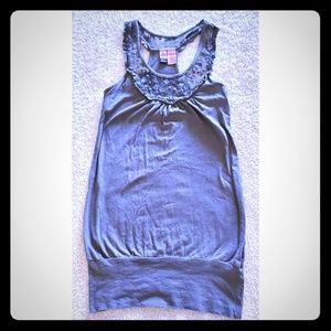Love on a Hanger Gray Racerback Lace Top Minidress